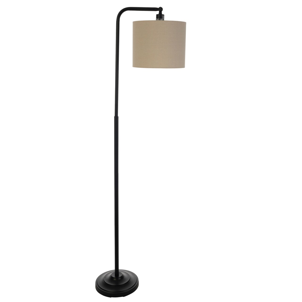 Black Floor Lamp 65In Tall Modern Linen Shade Led Bulb Adjustable Lighting